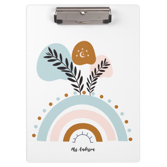 Carpeta De Pinza personalizado del arcoiris boho personalizado (Anverso)