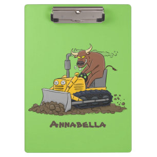 Carpeta De Pinza Personalizado del bulldozer cómico que conduce un 