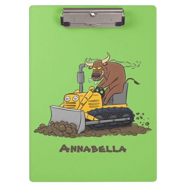 Carpeta De Pinza Personalizado del bulldozer cómico que conduce un  (Anverso)