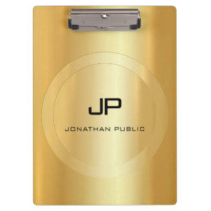 Carpeta De Pinza Personalizado Faux Gold Monograma elegante clásic
