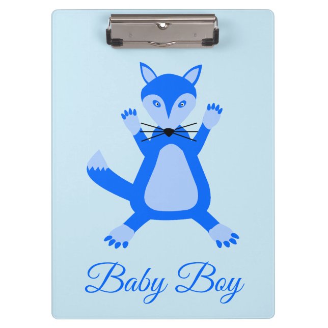 Carpeta De Pinza Personalizado Fox de Cute Blue Baby Boy (Anverso)