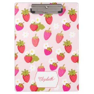 Carpeta De Pinza Personalizado Fresa Rosa Claro Cottagecore