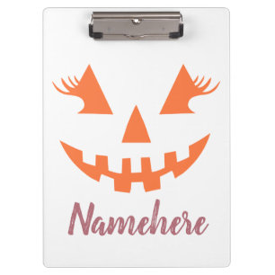 Carpeta De Pinza Personalizado Girly Jack O Lantern Pumpkin Hallowe