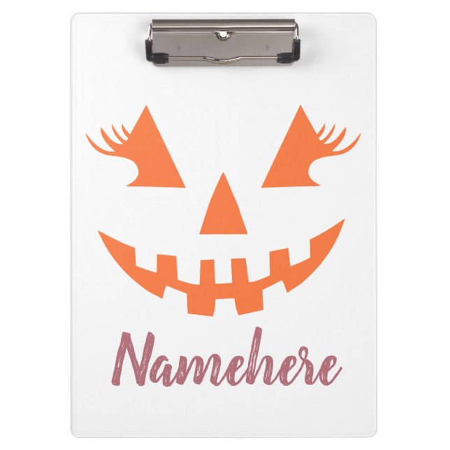 Carpeta De Pinza Personalizado Girly Jack O Lantern Pumpkin Hallowe (Anverso)