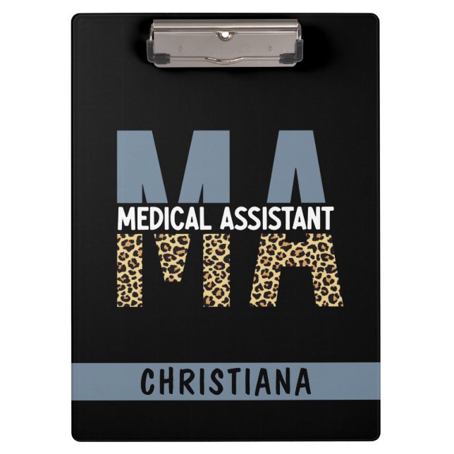 Carpeta De Pinza Personalizado MAMÁES Auxiliar Médico Leopard Print (Anverso)