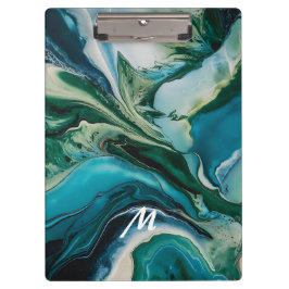 Carpeta De Pinza Personalizado Monogramed Marble Resin