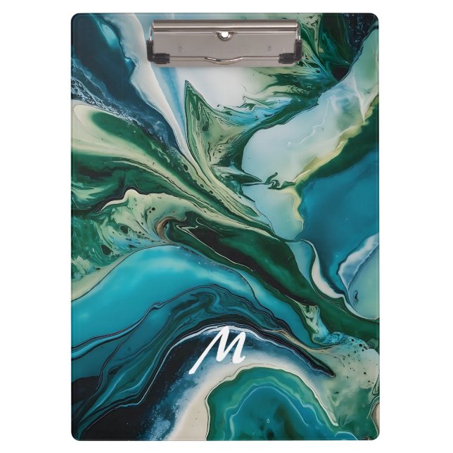 Carpeta De Pinza Personalizado Monogramed Marble Resin (Anverso)