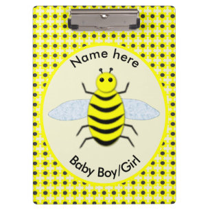 Carpeta De Pinza Personalizado Neutral de Abeja Amarilla Cute Géner