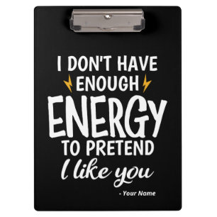 Carpeta De Pinza Personalizado No Tengo Suficiente Energía Sarcásti