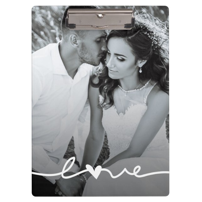 Carpeta De Pinza Personalizado Photo Love Script Wedding Planner (Anverso)