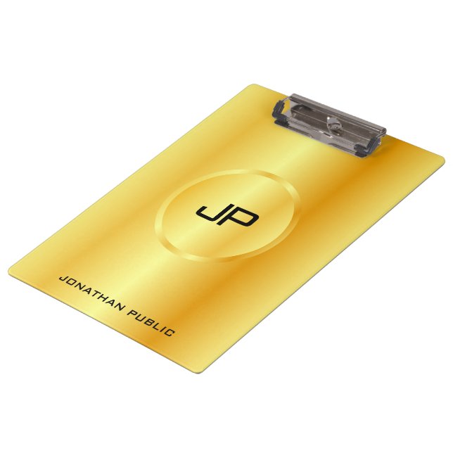 Carpeta De Pinza Personalizado Plantilla Gold Aspecto moderno elega (Angular)