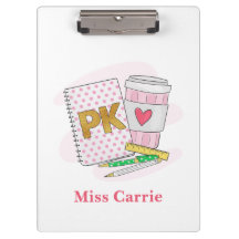 Personalizado Pre Kindergarten Punto Rosa Café Lib