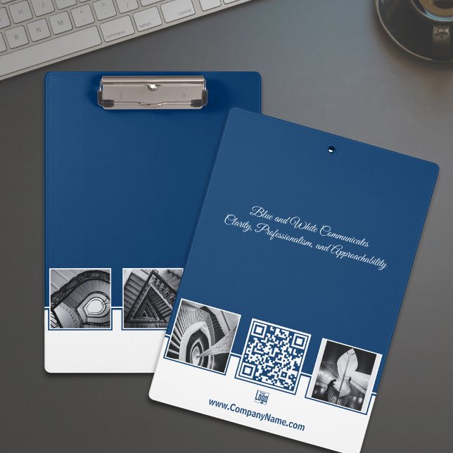 Carpeta De Pinza Personalizado promocional Imágenes Blue White Comp (Promotional Custom Images Blue White Company Clipboard)