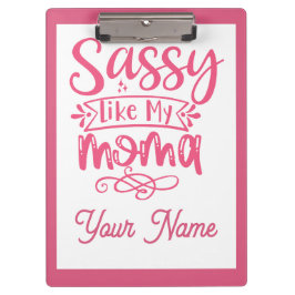 Carpeta De Pinza Personalizado Rosa "Mamá Sassy"
