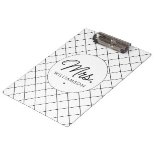 Carpeta De Pinza Personalizado Sra. Est. Guión moderno elegante rec