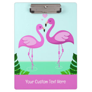 Carpeta De Pinza Personalizado Texto Flamingo Amor