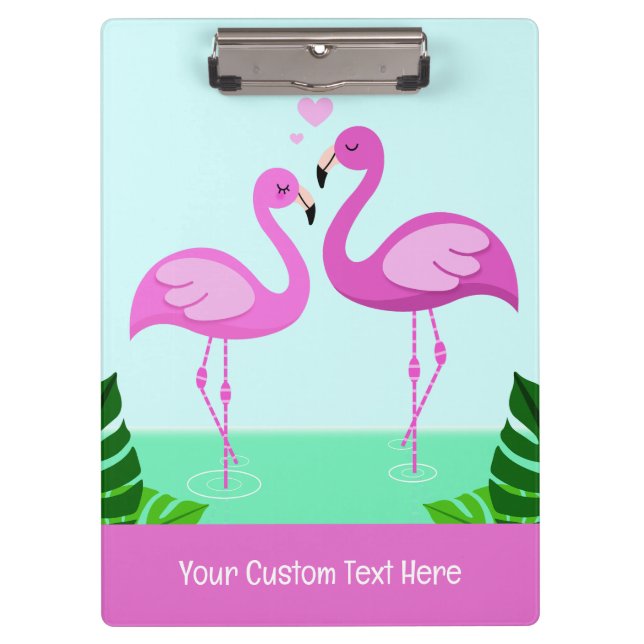 Carpeta De Pinza Personalizado Texto Flamingo Amor (Anverso)