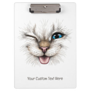 Carpeta De Pinza Personalizado Texto Winking Cat
