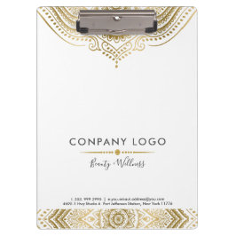 Carpeta De Pinza Personalizado White & Gold Vintage Mandala Lace