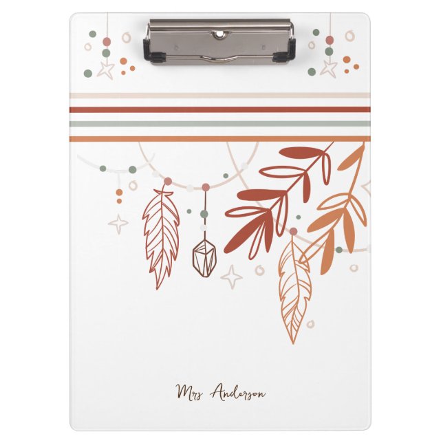 Carpeta De Pinza personalizar floral bohemiana personalizada (Anverso)
