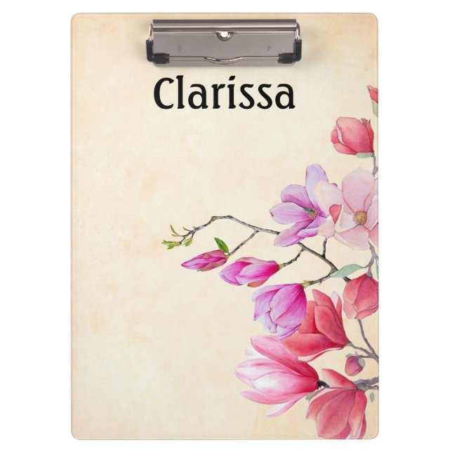 Carpeta De Pinza Personalizar la flor acuarela (Anverso)