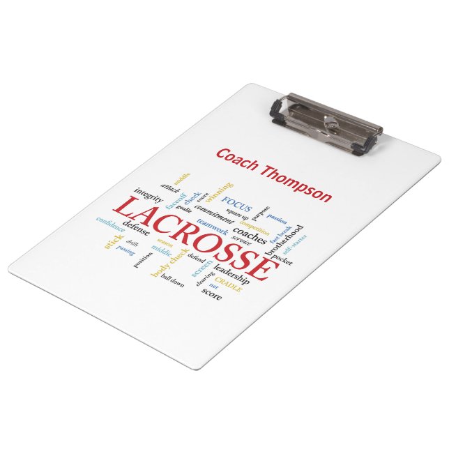 Carpeta De Pinza Personalizar Nombre Lacrosse Coach Gracias Palabra (Angular)