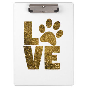 Carpeta De Pinza Personalizar Purpurina Dorado Love Text con Animal