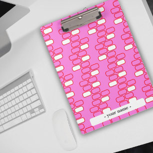 Carpeta De Pinza Personalizar Retro Rosa de la Estacionería Univers