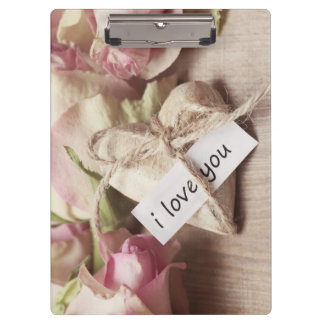 Carpeta De Pinza Personalizar rosas rosas rosas con diseño cardiaco