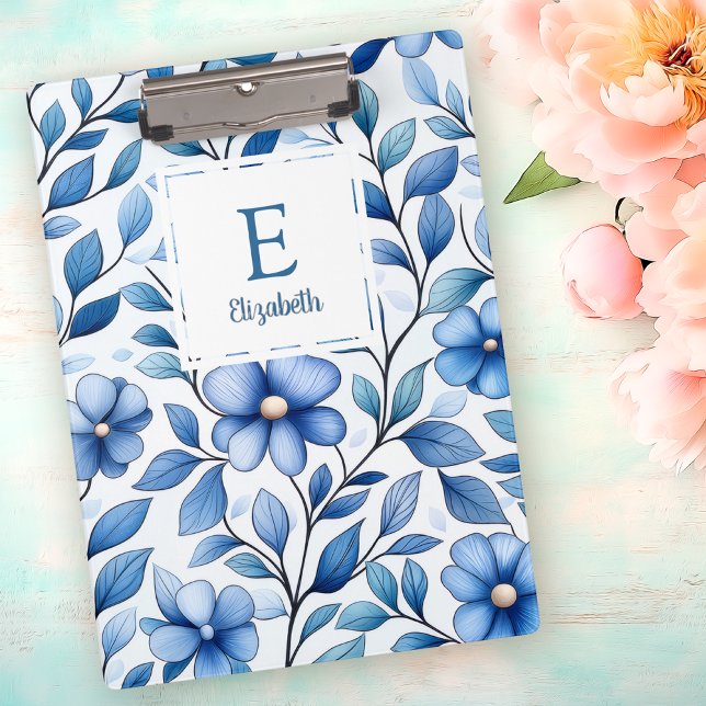 Carpeta De Pinza Personalized Blue Floral Clipboard (Subido por el creador)