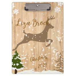 Carpeta De Pinza Personalized doe Christmas bauble wooden backgroun