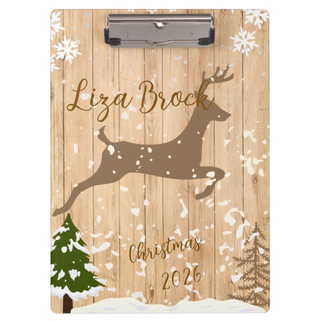 Carpeta De Pinza Personalized doe Christmas bauble wooden backgroun (Anverso)