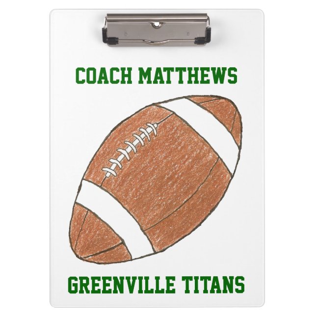 Carpeta De Pinza Personalized football coach clipboard - color back (Anverso)