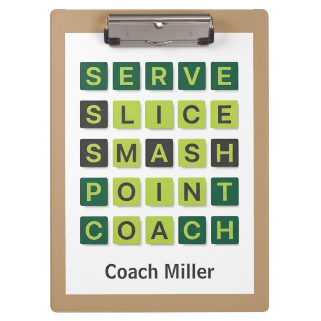 Carpeta De Pinza Personalized Name Tennis Coach Wordle Style (Anverso)