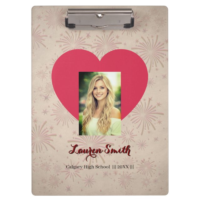 Carpeta De Pinza Personalized Photo Font Heart Clipboard  (Anverso)
