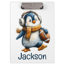 Carpeta De Pinza Personalized Winter Penguin Football Kid