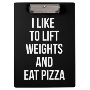Carpeta De Pinza Pesas elevadoras y pizza para comer - Carbohidrato