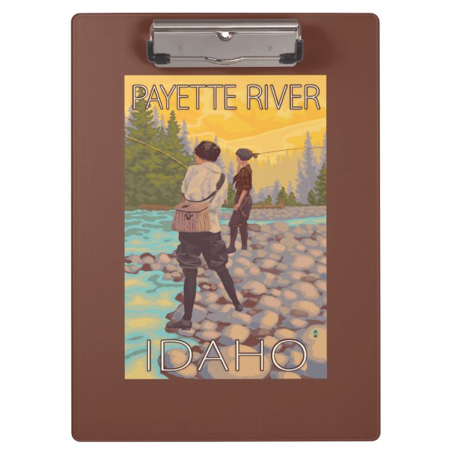 Carpeta De Pinza Pesca con mosca de las mujeres - río de Payette, (Anverso)