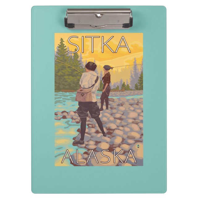 Carpeta De Pinza Pesca con mosca de las mujeres - Sitka, Alaska (Anverso)