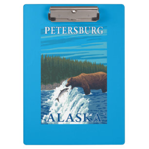Carpeta De Pinza Pesca del oso en el río - Petersburgo, Alaska
