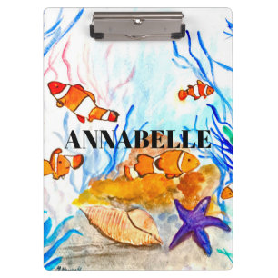Carpeta De Pinza Pescado de la vida marina lindo giratorio agua arr