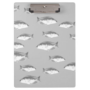 Carpeta De Pinza Pescado gris monocromo