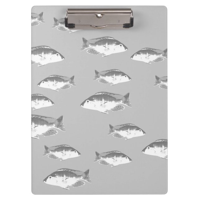 Carpeta De Pinza Pescado gris monocromo (Anverso)