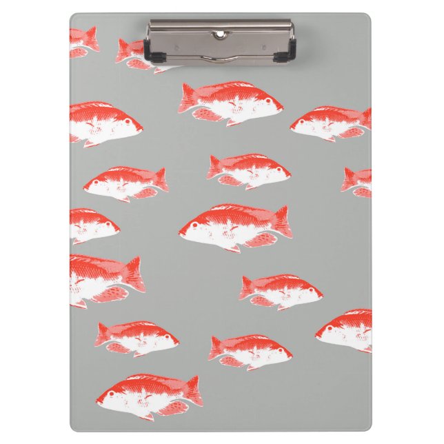 Carpeta De Pinza Pescado rojo y gris (Anverso)