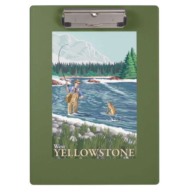 Carpeta De Pinza Pescador de la mosca - Yellowstone del oeste, (Anverso)
