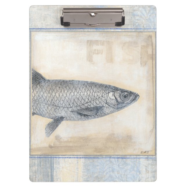 Carpeta De Pinza Pescados grises en fondo beige (Anverso)