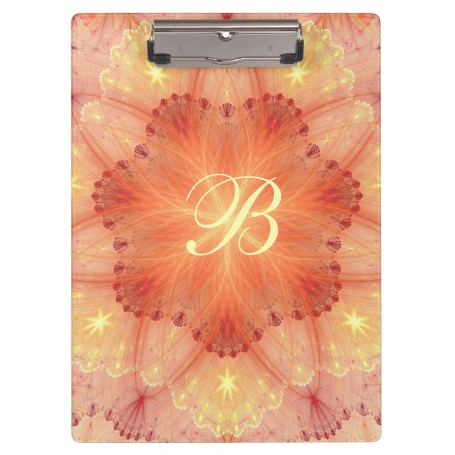 Carpeta De Pinza Pétalos de encaje de flor naranja Pintura Monogram (Anverso)