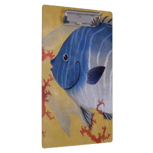 Carpeta De Pinza Pez Azul Tropical Vintage Coral Vida Marina Oceáni