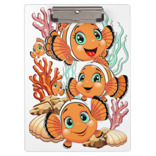 Carpeta De Pinza Pez payaso Dibujo animado lindo Familia Subacuátic