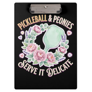 Carpeta De Pinza Pickleball And Peonies Serve It Delicate